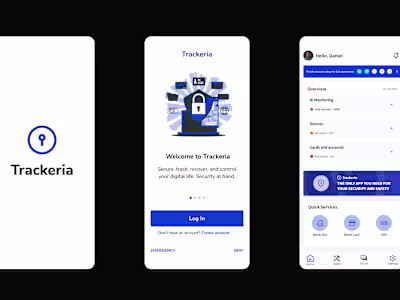 Trackeria - Security Mobile App Design