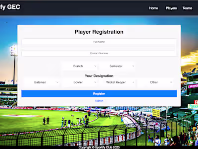 Cricket Auction System for GEC Sportify
