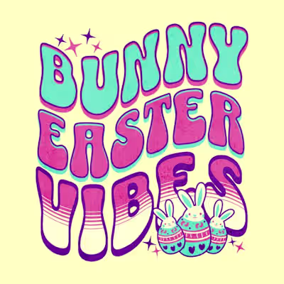 Easter Bunny Vibes T-shirt design template T-Shirt Design Templ…