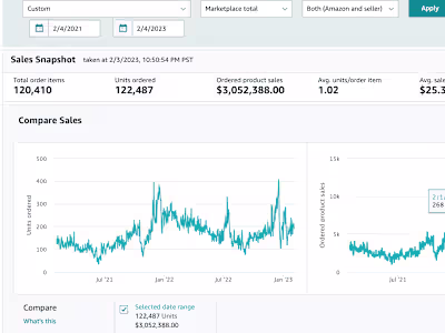 Managed Amazon stores and increased sales to 7 figures per year