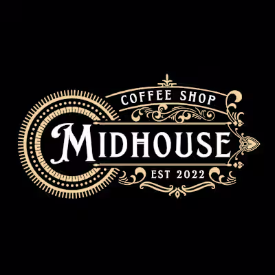 Midhouse Vintage  Decorative Ornamental Coffee Shop Logo Project