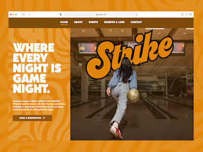 Bowling Alley Landing Page Design