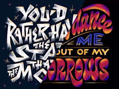 Music lyrics creative letterings with vintage vibe