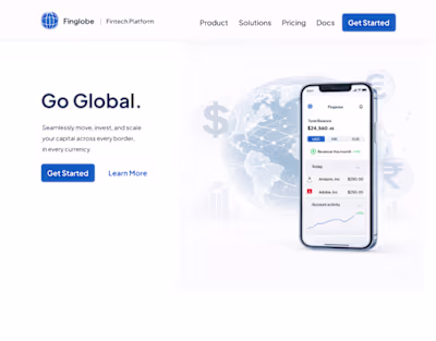 Finglobe - SaaS Fintech Landing Page
