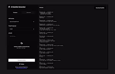 AI Subtitle Generator and Translator Web App