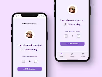 Distraction Tracker - minimal productivity app design.