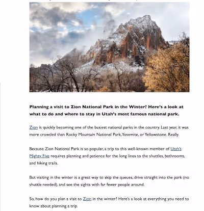 Travel Blog Content