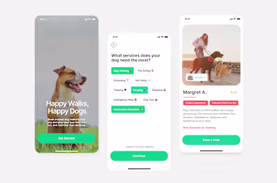 Dog Walking App UI – Onboarding & User Flow