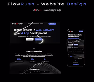 Flowrush – Website Design (Dark Mode)