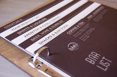 Elegant Menu Design for Kontokali Bay Hotel Bar