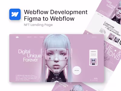 NFT Creative Landing Page Development | Figma to Webflow