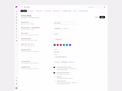 General Settings Interface