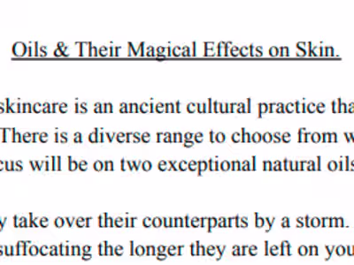 Writing - Oils & their Magical Effects on Skin