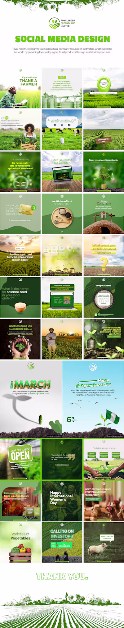 Social Media Designs for Royal Niger Greenfarms