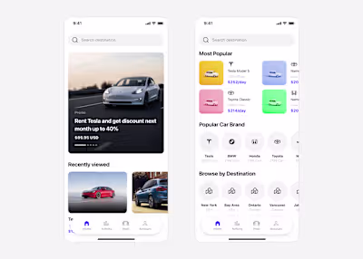 Car rent app design