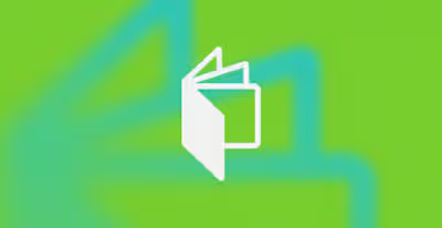 An open book with the letter P