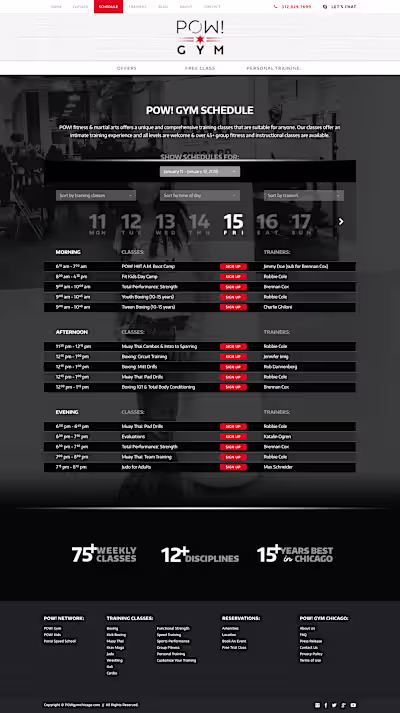 Website for POW Gym Chicago