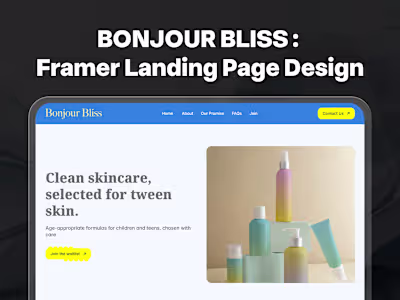 Bonjour Bliss : Framer Landing Page Design