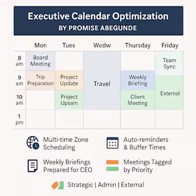 Executive Support: Calendar Optimization & Workflow Management