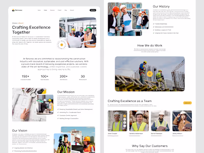 Construction Company Website – About Us Page Design The Cons...