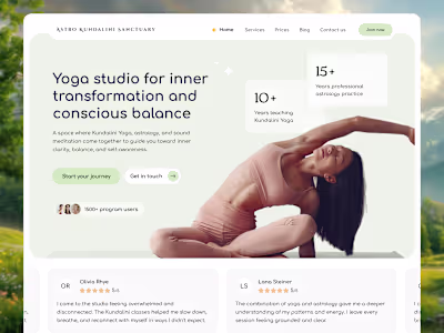 Small update to the hero section of a yoga studio project