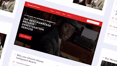 Landing page for Private Investigators(Safeguard Hearts)