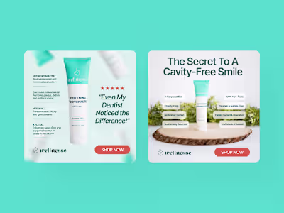 Two ad creatives for a toothpaste brand