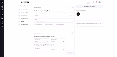 Contra Single-Page Job Creation Form