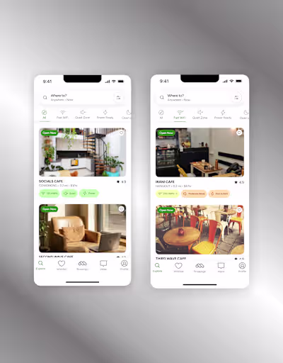 App Ui design for a remote working space booking app