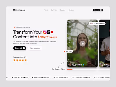 Video Editing Agency - Hero Section ✨