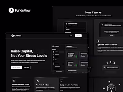 FundsFlow: Investor-Facing Landing Page and Dashboard Design