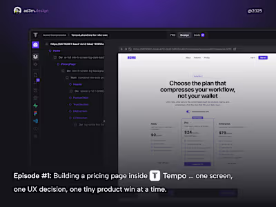 Designing in public using Tempo, one episode at a time. For ...