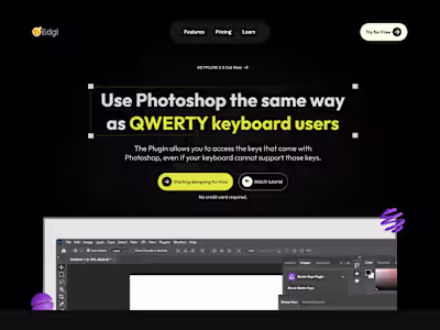 Landing Page for Keyflow - A Photoshop Plugin