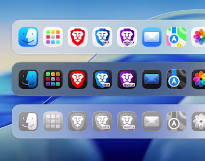 Brave's liquid glass icons