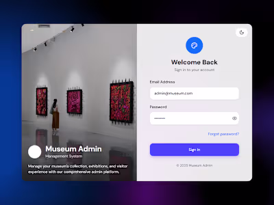 Museum Admin Management App Prototype