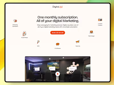 DigitalJoy Club: Animated landing page for a productized agency