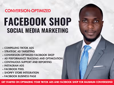 Converting TikTok ads, Facebook shop social media marketing