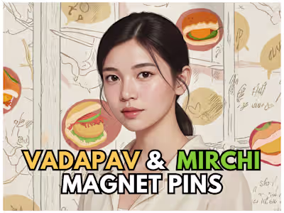 Custom Magnet Pin Designs - Vadapav & Mirchi