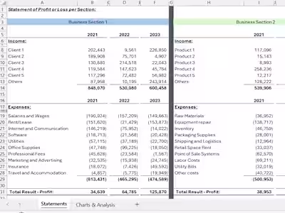 Bank Statement Categorization, P&L Creation, and Visual Analysis