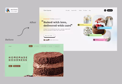 Before Vs After - Online Bake Shop Hero Section Design