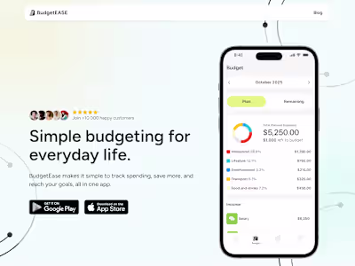 BudgetEASE: Finance Landing Page Design