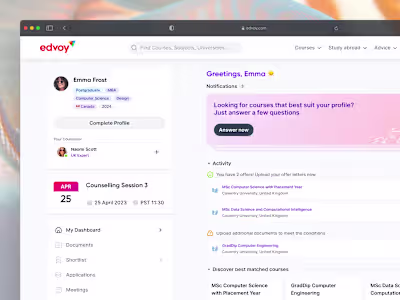 Edvoy: refreshed Student’s Homepage