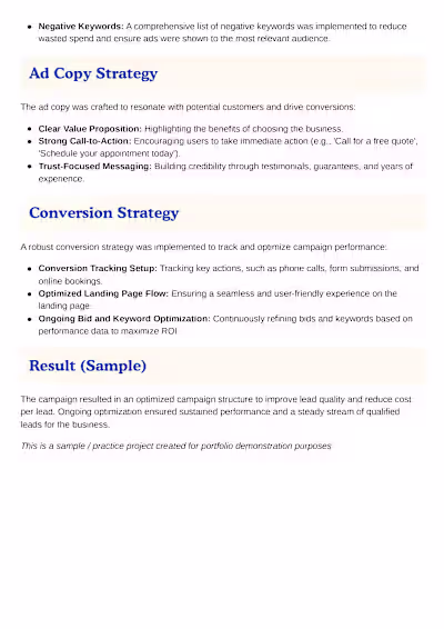 Google Ads Lead Generation Campaign (Sample)