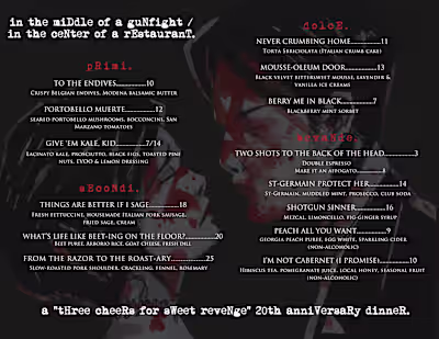 Spec Work: "Three Cheers" Anniversary Menu