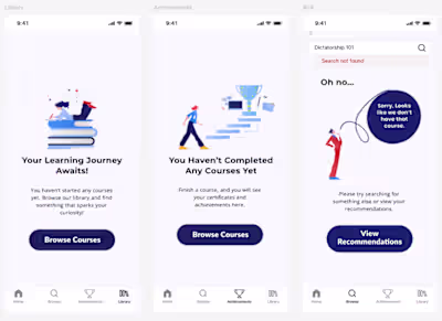 Empty states for Education App