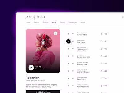 Jedari UI Redesign for Mobile-First Social Network