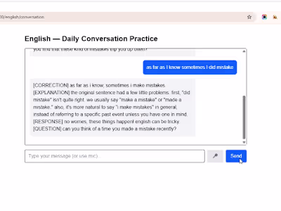 Now i am having a english lesson using my own based ai (next...