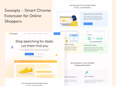 Swooply Chrome Extension Landing Page Design