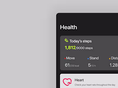 Health app UI design