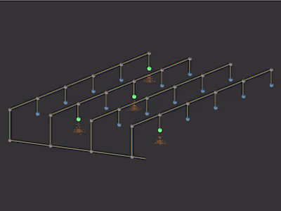 Waterflow animation through pipes using react and three.js